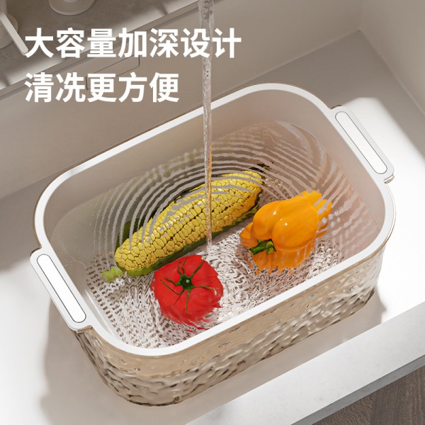沥水篮双层家用厨房新款洗菜盆客厅高颜值水果盘加厚淘米菜篮子