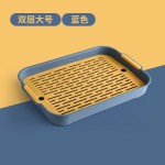 沥水盘功夫茶盘家用客厅户外露营双层仿木纹托盘水果盘塑料沥水篮
