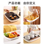 沥水盘功夫茶盘家用客厅户外露营双层仿木纹托盘水果盘塑料沥水篮
