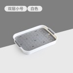 沥水盘功夫茶盘家用客厅户外露营双层仿木纹托盘水果盘塑料沥水篮