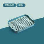 沥水盘功夫茶盘家用客厅户外露营双层仿木纹托盘水果盘塑料沥水篮