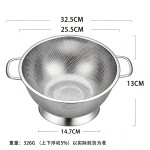 跨境热卖加厚不锈钢洗菜盆方耳带底座沥干篮圆形果蔬厨房沥水篮