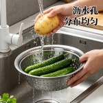 加厚不锈钢洗菜盆洗菜篮圆形大孔盆厨房家用沥水盆水果盆漏盆套装