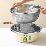 高颜值不锈钢沥水篮洗菜盆厨房家用洗水果洗菜篮淘米盆加厚和面盆