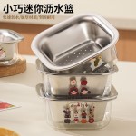 304不锈钢迷你沥水篮双层加厚多功能家用洗米筛食品级厨房洗菜篮