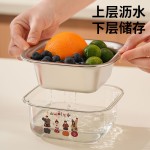 304不锈钢迷你沥水篮双层加厚多功能家用洗米筛食品级厨房洗菜篮