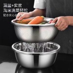 不锈钢米筛盆洗菜盆沥水篮漏盆厨房家用滤水篮淘米盆和面篮子跨境