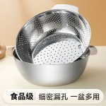 不锈钢盆双层厨房家用双耳加厚沥水篮揉面盆烘培盆和面打发盆