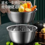 【买一送一】食品级不锈钢沥水篮加厚洗菜淘米筛水篮沥水淘米漏盆