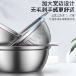 加厚304不锈钢盆双柄沥水篮家用厨房和面盆漏盆料理盆洗菜盆套装