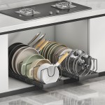 可调节锅具收纳架厨房锅架置物架橱柜内台面碗碟架家用锅盖架