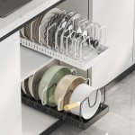 可调节锅具收纳架厨房锅架置物架橱柜内台面碗碟架家用锅盖架