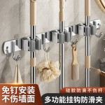 厨房浴室挂钩强力粘胶免打孔壁挂门后无痕粘钩挂衣架不锈钢拖把夹