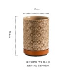 侘寂风厨房可旋转陶瓷收纳筒家用花编收纳桶餐具刀叉勺筷子笼批发