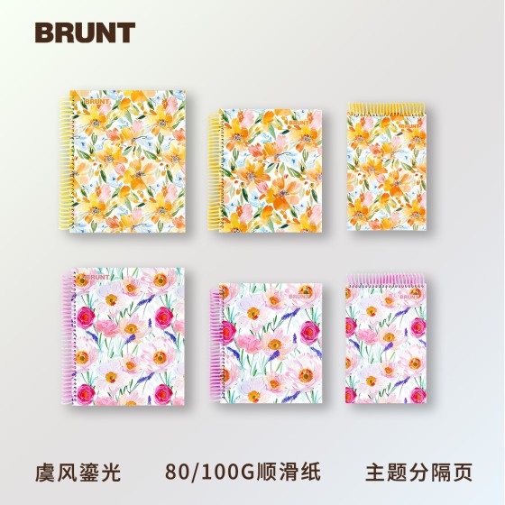 BRUNT虞美人美式线圈本A4笔记本子横线分栏三孔记事A5网格绘图本