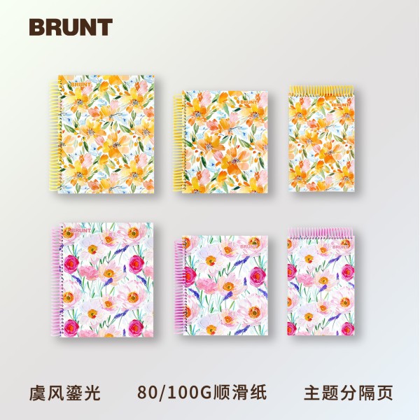 BRUNT虞美人美式线圈本A4笔记本子横线分栏三孔记事A5网格绘图本