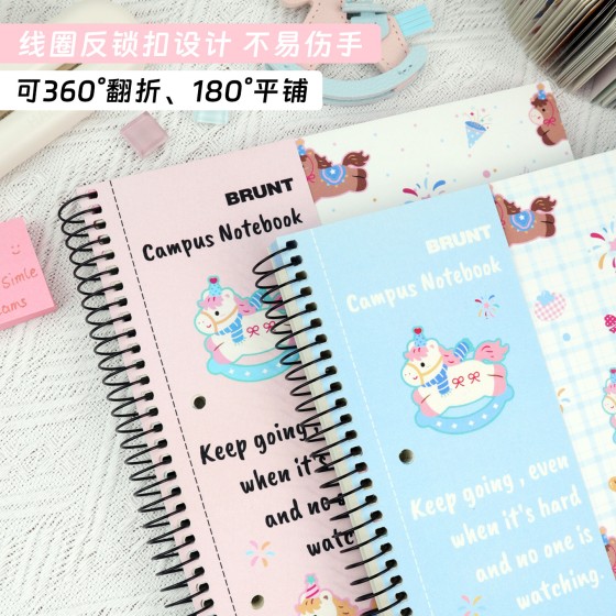BRUNT主力多巴胺马笔记本本子B5美式线圈本大学生分栏英语单词本