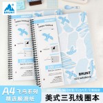 A4飞鸟线圈本美式三孔活页可撕插袋横线方格学生绘图记事本笔记本