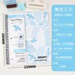 A4飞鸟线圈本美式三孔活页可撕插袋横线方格学生绘图记事本笔记本