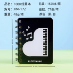 音乐风线圈笔记本100K创意钢琴高音符本子掌心侧翻口袋本学生文具