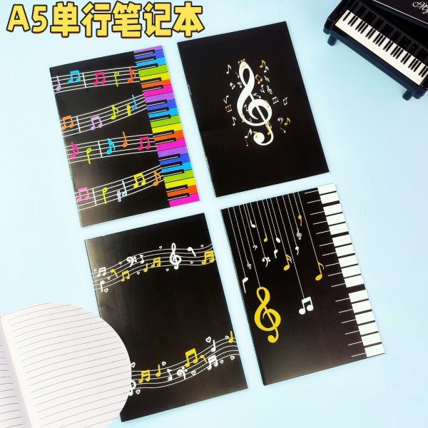 A5软抄本可爱学生笔记本 音乐图案单行本 钢琴音符本子创意记事本