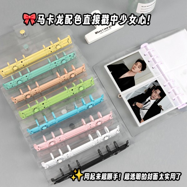 日式清新透明活页夹笔记本6孔简约外壳创意按扣手帐a5a6日记事本