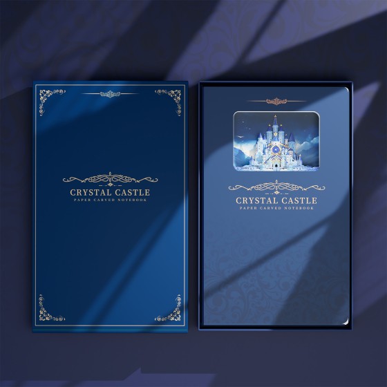 水晶城堡3D立体纸雕笔记本创意盖章本雕刻本文创礼品手账本跨境