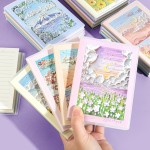 新款3D立体油画迷你小本子a6胶套口袋笔记本随身加厚记事文具套装