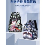 跨境潮酷新款鲨鱼印花双肩包时尚旅行背包大容量潮流减负学生书包