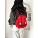 2024韩版高级感红色双肩包学生休闲女卡扣大容量运动尼龙旅行背包
