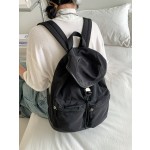 黑色运动风简约尼龙双肩包女士时尚新款防水多口袋大学生旅行背包