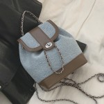 港风牛仔布双肩包女2026新款小背包时尚百搭菱格链条女士背包潮