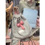 蝴蝶结抽绳休闲双肩包女生春夏简约休闲小众背包韩国百搭运动小包