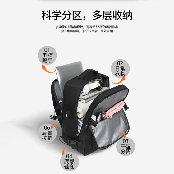 跨境双肩包中性男女通用休闲旅行背包大容量干湿分离防水电脑背包