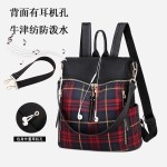 格子双肩包女新款韩版时尚帆布大容量书包旅行女士牛津布背包批发
