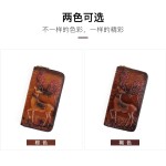 2025跨境新款复古压花真皮钱包头层牛皮长款拉链钱夹大容量手拿包
