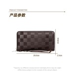 跨境新款经典老花男长款手拿包商务千鸟格棋盘格多功能大单拉钱包
