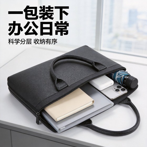 商务手提公文包男牛津布防水文件袋大容量A4资料会议包公文袋定制