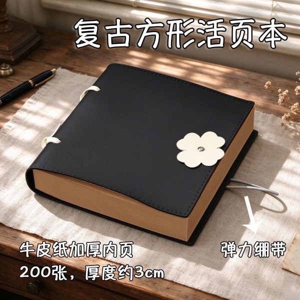 跨境高颜值本笔记本子方形空白加厚学生手账本女生简约考研牛皮本