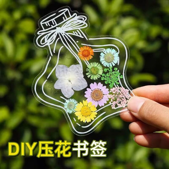 干花书签手工diy材料透明压花瓶子小清新创意植物标本小学生礼物