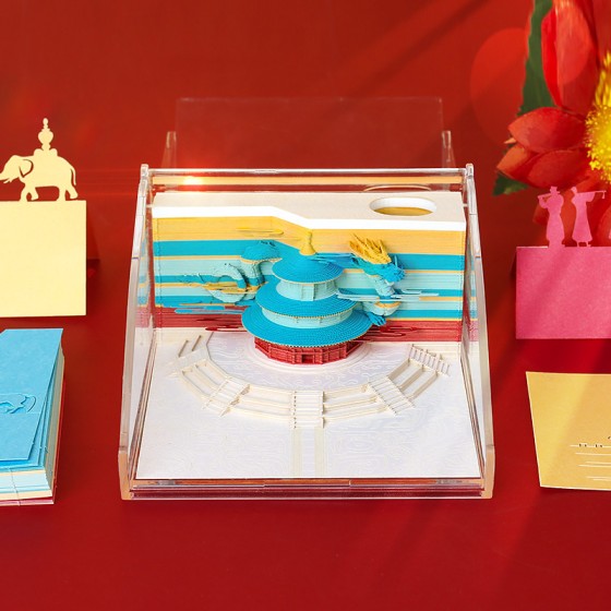 北京故宫文创礼品天坛纸雕日历桌面摆件旅游景区纪念品3d立体便签
