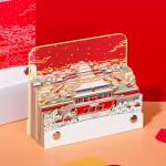 千里江山文创礼品实用带灯光3D便签高颜值立体纸雕日历桌面小摆件