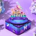 旋转八音盒蝶恋花纸雕日历创意桌面摆件生日礼物纪念品3d立体便签