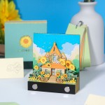实用礼物向日葵小屋3d便签文创礼品桌面摆件纸砖手撕立体便签纸