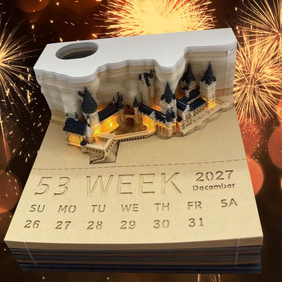 3d立体便签纸雕2027年日历创意纸砖年会便签纸手撕便利本桌面摆件