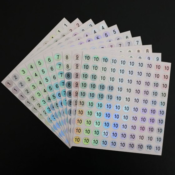 数字贴美甲油色号数字标贴数字标签编号贴镭射防水1厘米圆形1-50