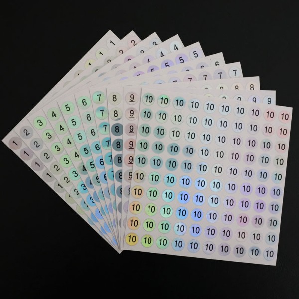 数字贴美甲油色号数字标贴数字标签编号贴镭射防水1厘米圆形1-50