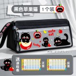 黑白拼色ins日系手提高颜值笔袋学生笔袋磨砂笔袋三角形立体
