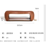 透明大容量可视化妆包简约ins奶盐系便携皮革纯色笔袋挂件批发