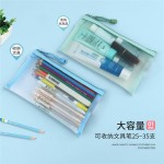 马卡龙透明网纱笔袋大容量简约文具袋学校机构宣传笔袋